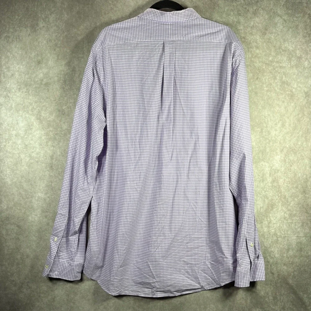 Polo Ralph Lauren Button Down Shirt Mens XXL Purple Gingham Slim Fit Stretch